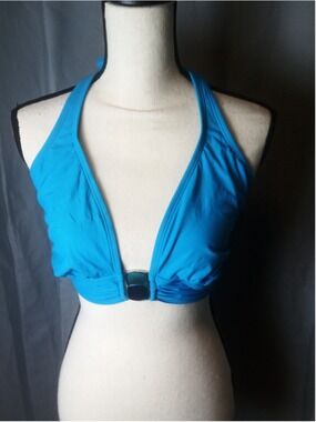 2Bamboo Bikini Top Blue Silver Hardware Large XL 36DD 38DD